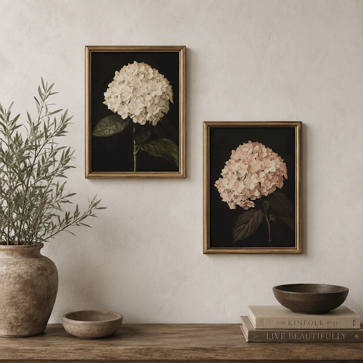FRAMED HYDRANGEA 22x30cm